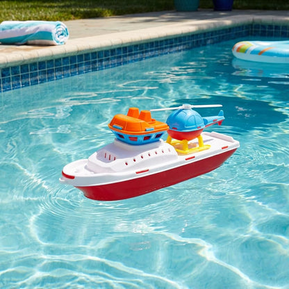 Toyland® 17" Floating Tugboat Bathtub & Pool Toy for Toddlers – Water Boat with Removable Helicopter, Durable Non-Toxic Kids Water Toy for Bath Time, Pool & Outdoor Play (Ages 2+)