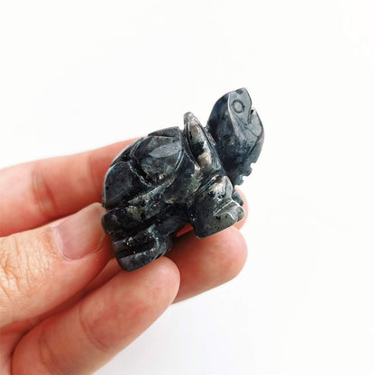 Gemgogo 2 Pcs Black Labradorite Crystals and Healing Stones Tortoise, 1.5 Inches Reiki Pocket Gemstone Figurines Room Decor Gemstone