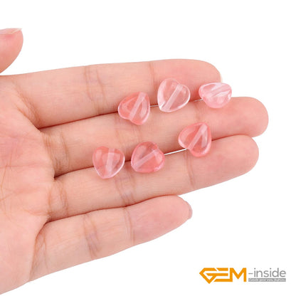 GEM-Inside 10mm Heart Charms Red Pink Waterlemon Crystal Beads for Jewelry Making Full 15" Strand Power Energy Healing Chakra Stone Beads