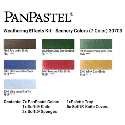 PanPastel Artist Pastels by GOLDEN, Scenery Set, 7 Color, Professional Artist Pastels, Unique Pan Format (cake-like)
