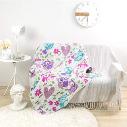 ABREEZE Coverlet Quilt Bedspread Throw Blanket for Toddler Kid's Girl & Boys Bed Gift 100% Cotton Toddlers and Baby Quilt(43x51 inch, Owl)