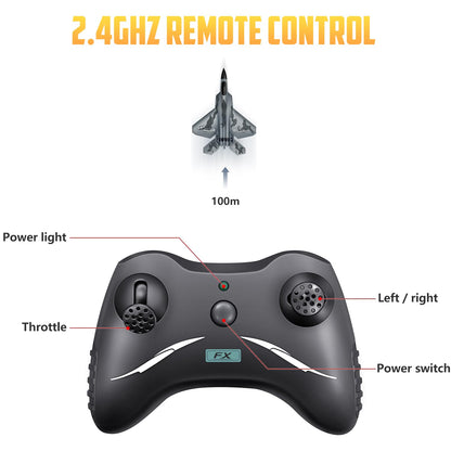 HAWK'S WORK 2 CH RC Airplane, F-22 Plane Ready to Fly, 2.4GHz Remote Control, Easy to Fly RC Glider for Kids & Beginners