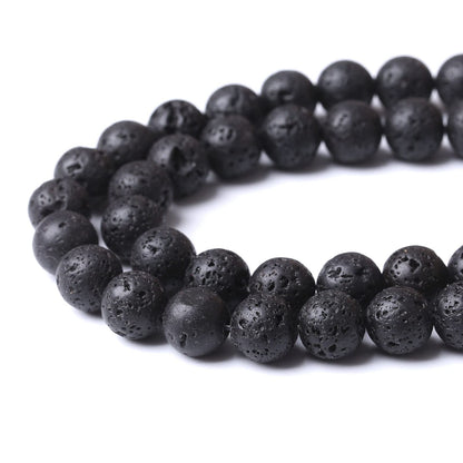 45PCS 8MM Natural Lava Stone Beads Energy Healing Beads for DIY Jewelry Bracelet Necklace Making for Jewelry Making15Inch