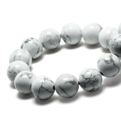 DIQIO Natural White Howlite Beads for Jewelry Making - Stone Beads Gemstone Beads for Bracelets, 6mm Round Loose Jasper Beads(58-60pcs, 6mm, White Howlite)