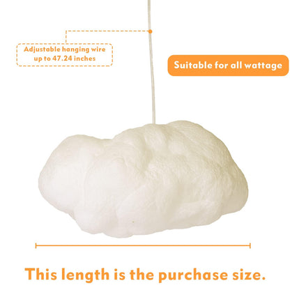 Funteam Modern Floating White Cloud Pendant Hanging Light Nordic Cotton Ceiling Light Fixture Girls Children's Living Room Bedroom Hotel Lobby Restaurant Clothing Store Chandelier (15.7Inch)