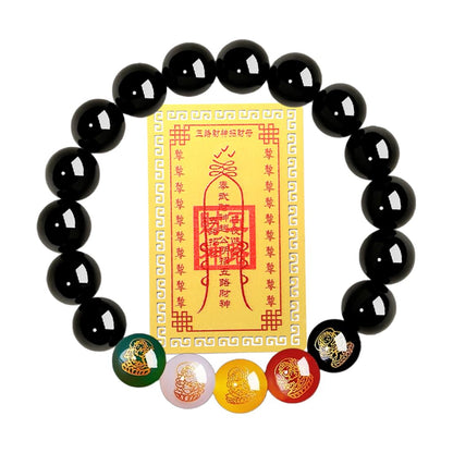 SoulPulse Obsidian Chinese Feng Shui Wealth and Luck Bracelet for Women to Attract Money,Wealth,Success,Obsidian Beaded Money Bracelets for Women（10mm）