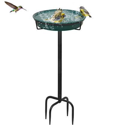 YALINKA 35.5In Freestanding Birdbaths Bowl Outdoor, Standing Garden Bird Bath Bird Feeder Bowl with Metal Stake, Detachable Decoration Spa Birdfeeder for Garden Patio Yard Lawn, 4 Spiky Feet (D)