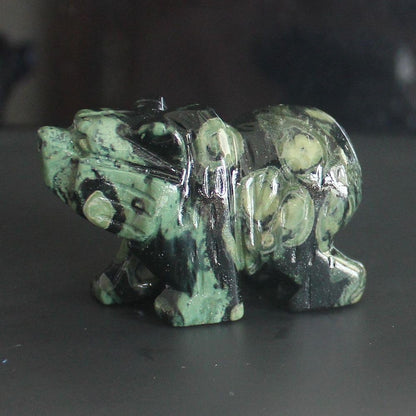 HLbshi Hand Carved Gemstone Crystal Bear Figurine Animal Statue Carving Office Home Decor Collections 2'' (kambaba Jasper)