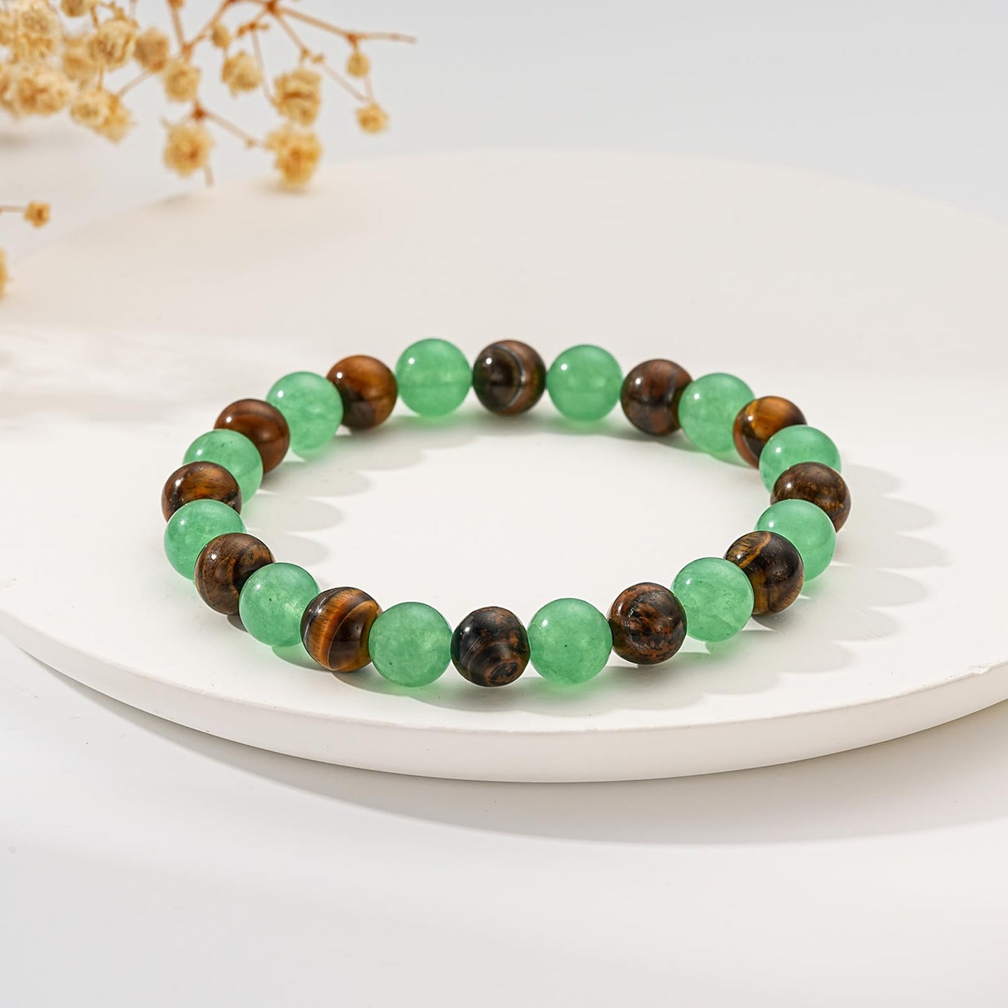 Gnamy Money Bracelets Wealth for Women, Green Aventurine Tigers Eye Gemstone Beads Crystal Bracelet Jewelry for Good Luck Money Attraction Jewelry Gifts for Mom Coworker Boss Best Friends Her Girlfriend Grandma
