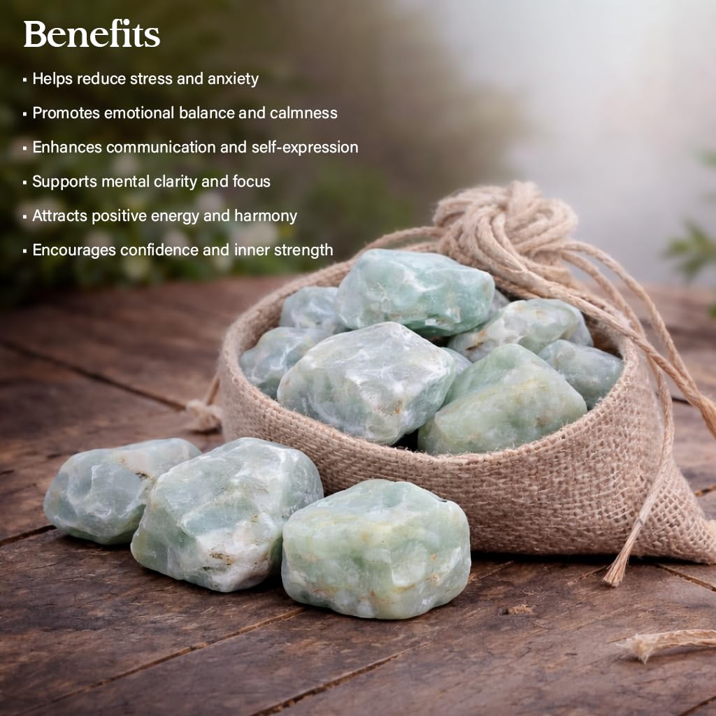 Crocon 1LB Aquamarine Rough Bulk Natural Stone Raw Stone Tumbling Cabbing Polishing Mining Chakra Balancing Reiki and Crystal Healing Good Luck Home Office Decor