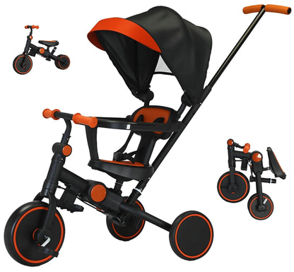 FVOJZQGD Baby Tricycle with Canopy,8 in 1 Toddler Bike Foldable Kids Tricycle,Toddler Tricycle for 1-3 Year Olds, Push Tricycle for Kids Trike Balance Bike Chrismas and Birthday Gift for Boy and Girl