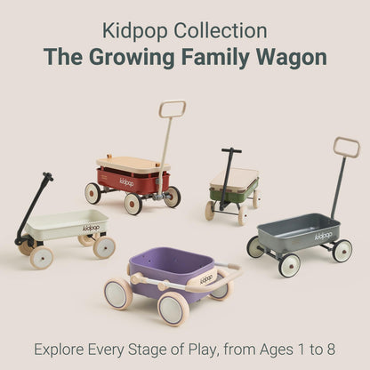 Kidpop Pula-Mini First Wagon for Toddlers, 4-Wheel Baby Pull Toy Cart for Kids Ages 1-3, Indoor & Outdoor Push Walker Toy, Ideal 1 Year Old Birthday Gifts (Green)
