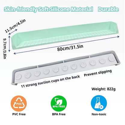 Bathtub Splash Guard for Kids – Silicone Bath Tub Splash Guard with Suction Cups, Tub Topper Play Shelf & Toy Holder, Fun Bath Time for Toddlers Baby (Gray)
