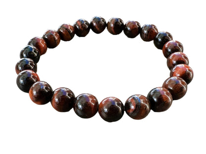 GAF TREASURES Red Tiger Eye Crystal Bead Bracelet 8mm, Genuine Red Tiger Eye Stretch Gemstone Bracelet, Healing Crystal Bracelet, Gift for Men & Women (1)