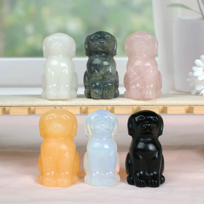 Ytbeoxk Hand-Carved Natural Yellow Jade Crystal Dog Sculpture for Spiritual Healing Energy Stone Feng Shui Wealth Protection Figurine Home Office Desk Decor Unique Gift for Pet Lovers Birthday.