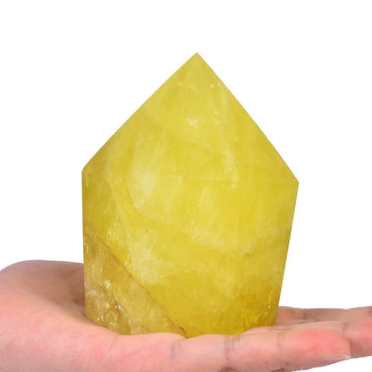 VIZYTOU Lemon Quartz Stone Tower Obelisk Large Healing Crystal Rock Point Wand Reiki Healing Meditation Stone 0.6-1.1 LBS