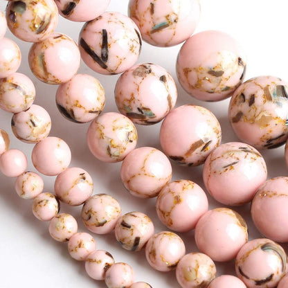 Yochus 60pcs White Shell Turquoise Beads，6mm Natural Stone Round Loose Beads for Jewelry Making Earring Necklace DIY Crafts