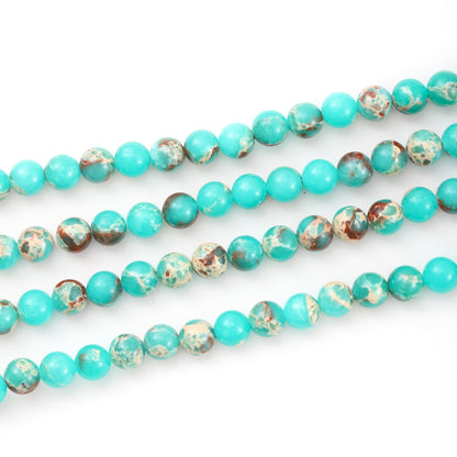 8mm 45pcs DIY Natural Green Imperial Jasper Stone Beads Round Healing Crystal Gemstone Loose Beads for Jewelry Making Handmade Bracelet Necklace