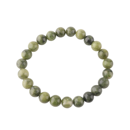 Anagha Jewels Natural Nephrite Jade Crystal Beaded Bracelet For Men Women, Handmade 8mm Round Nephrite Jade Beads Stretchable Bracelet 7.5", Green Stone Bracelet, Chakra Reiki Healing Bracelet