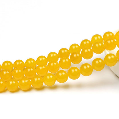 MJDCB Natural Yellow Jade Round Loose Beads for Jewelry Making DIY Bracelet Necklace (10mm)