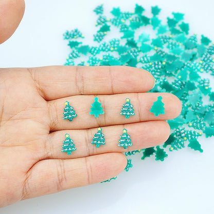 SaktopDeco 200 PCS Miniature Resin Christmas Tree Flatback Holiday Embellishments for Festival Scrapbooks Accessories