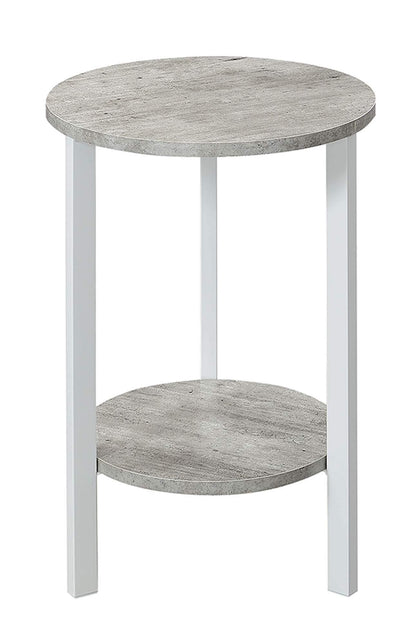 Convenience Concepts Graystone 24 inch 2 Tier Plant Stand - Industrial Stand for Plants, Vases, and Antiques, Urban Modern Design for the Living Room, Hallway, Entryway, Faux Birch/White