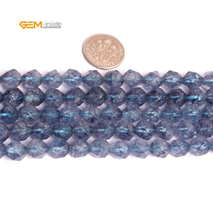 GEM-Inside Natural 8mm Aquamarine Gemstone Loose Beads Faceted Dyed Blue Cambay Crystal Energy Stone Power for Jewelry Making 15"