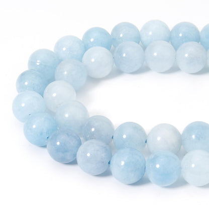 Siomia 60pcs 6mm Natural Blue Aquamarine Gemstone Beads Energy Healing Crystal Round Loose Stone Beads for Jewelry Making, DIY Bracelets Necklaces