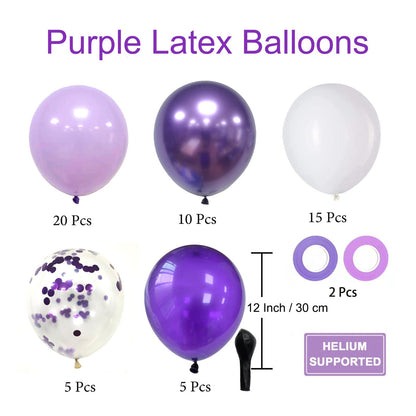 Purple Balloons Lavender Purple Balloon, 50 Pcs 12inch Lavender Lilac Purple Confetti Latex Balloons for Birthday Bridal Shower Wedding Party Decorations