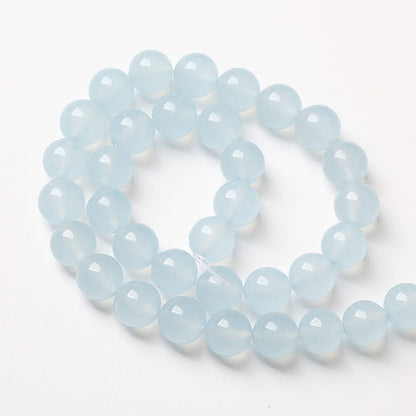 10mm 36pcs Natural Aquamarine Blue Jade Stone Beads for Jewelry Making DIY Bracelet Necklace Accessories Crystal Energy Healing Power Stone Beads(Aquamarine Blue Jade, 10mm)