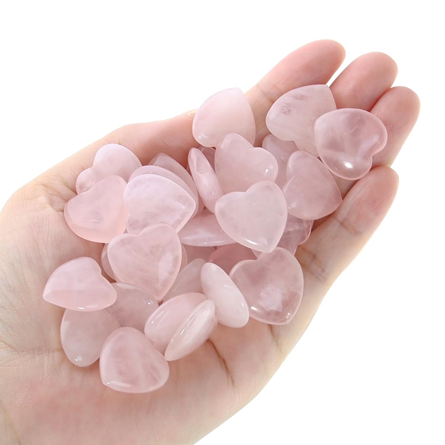Namzi 20 Packs of Tumbled Polished Natural Rose Quartz Heart Stones, Crystals and Healing Stones Quartz Bulk for Wicca, Reiki, Healing Energy, Chakra Stones, Witchcraft Supplies