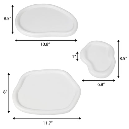 happimess TRY3000B-3SET Grace Contemporary Concrete Decorative Cloud Jewelry Trays for Storage,Decoration, Display, Coffee Table or Serving Food, White (Set of 3)