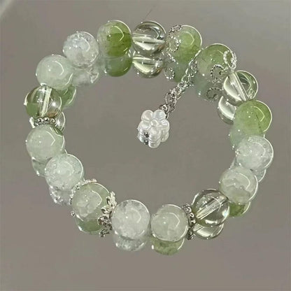 Nyx&lvy Bamboo Beaded New Chinese Style Jade for Women3-Piece Crystal Exquisite Lucky Bracelet Jewelry Elegant Green Jade Beaded Bracelet Set