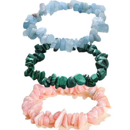 KRYOSAUR Healing Crystal Bracelets 3 Pack for Women, Stone Energy Bracelet Set with Pink Opal, Aquamarine, Malachite for Anxiety Relief, Emotional Healing, Love & Good Luck, Chakra Balancing Gift
