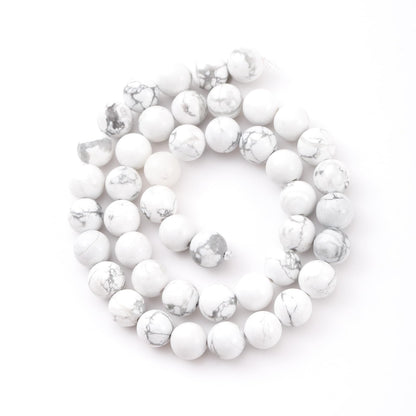 6mm 60pcs DIY Natural White Howlite Stone Beads Round Healing Crystal Gemstone Loose Beads for Jewelry Making Handmade Bracelet Necklace