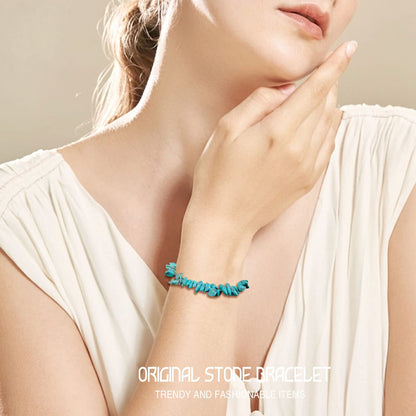 Natural Gemstones Chip Bead Bracelet for Men Women,Healing Chakra Bracelet Adjustable Slider Handmade Stress Relief Crystals Bracele (turquoise green)