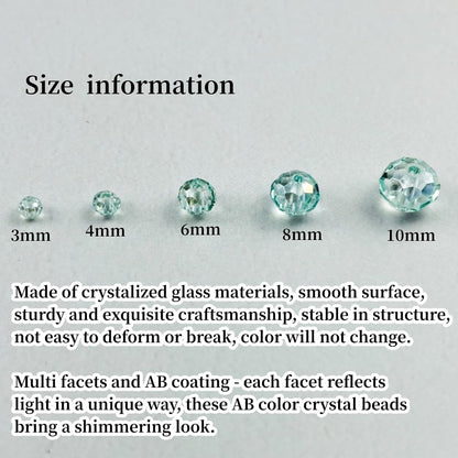 YHYPOCI 100pcs 8mm Crystal Glass Beads for Crafts Faceted Rondelle Glass Beads for Jewelry Making Crystal Spacer Beads for Necklaces Bracelets Earrings DIY Craft(Mint Green AB)