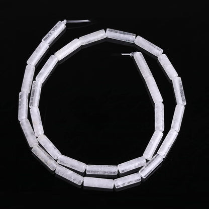 HAAMIIQII Natural White Clear Quartz Tube Beads 13x4mm Column Crystal Cylinder Gemstone Loose Beads for Jewelry Making Strand 15 Inch (28-29pcs)