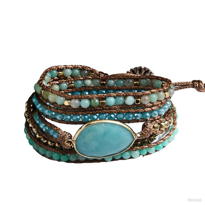 ZOSOJONA Women Wrap Bracelet Boho Natural Jasper Crystal Stone Beads Strand Bracelets