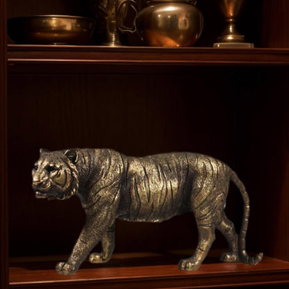 Juliahestia Lifelike Tiger Statue Large Animal Figurines Bronze Resin Decoration for Home Office Desk Shelf Stockholm Style Room Decor Unique Wild Animal Sculpture Gifts for Men