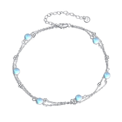 CRMAD Moonstone Bracelet for Women Sterling Silver Beach Jewelry Gift for Women (moonstone, bracelet 7+2'')