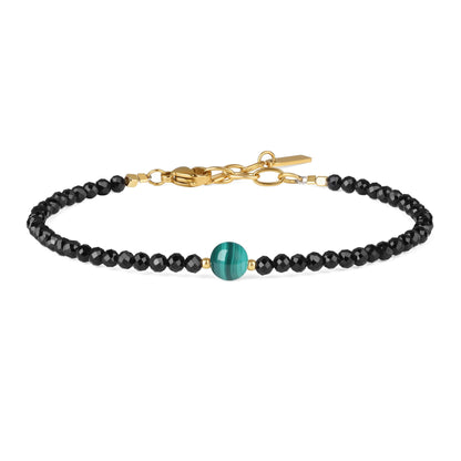 COAI Birthstone Bracelet for Women, Malachite Black Tourmaline Bracelet for Women 3mm