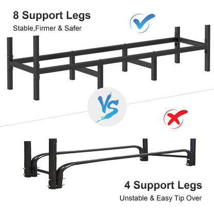 4FT Firewood Rack Indoor Outdoor, Heavy Duty Log Holder Stand for Fireplace, Adjustable Wood Storage Organizer with Weather-Resistant Tubular Steel, Cradle for Kindling & Stacking Logs