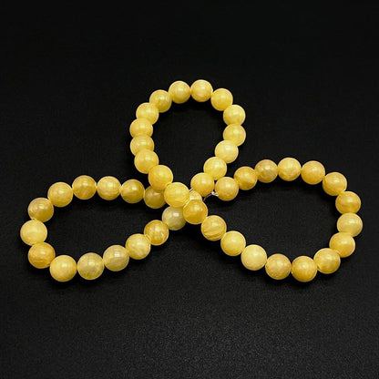 Basigeese Natural Gemstone Beads for Jewelry Making, Polished Round Smooth Stone Beads, Genuine Real Stone Beads for Bracelet Necklace 1 Strand 15"(8mm, Yellow Jade)