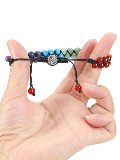 MANIFO 7 Chakra Healing Crystals Bracelet Womens Reiki Stone Rope Braided Gemstone Bracelets with Life Tree Charm Christmas Gift