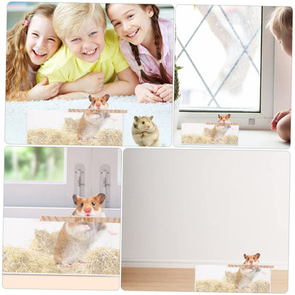 WOONEKY Chinchilla Bath Toy Bin Acrylic Small Chinchilla Bathtub Multi-Function Cage Box Easy Clean Design