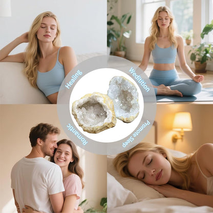 2PCS Natural Raw Stone Healing Crystals Bulk Healing Gemstones for Reiki Tumbling Fountain Rocks Meditation Garden Home Decor (Agate geode)