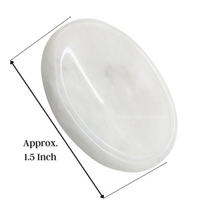 Amazing Gemstone Snow Quartz Worry Stone Crystals and Healing Stones - Worry Stones for Stress Relief Gifts - Piedra Crystal Fidget for Meditation - Unique Stocking Stuffers and Birthday Gifts