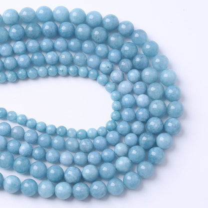 45Pcs 8mm Natural Blue Chalcedony Jades Beads for Jewelry Making Aquamarine Jades Energy Stone Healing Beads DIY Bracelet Necklace 15" 1 Strand