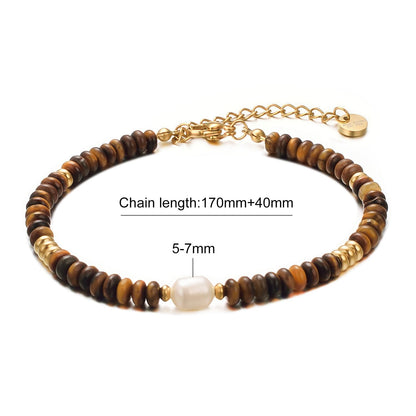 vissen Natural Stone Bracelets for Women Gold Plated Stainless Steel Cultured Freshwater Pearl Bracelet Women's Gift